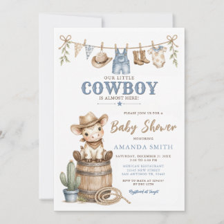 Convites Nosso Pequeno Cowboy Chá de Bebê Moderno