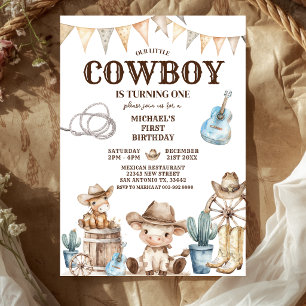Convites Nosso Pequeno Cowboy Wild West 1º Aniversário
