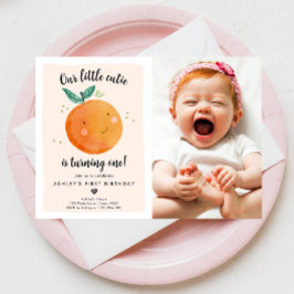 Convites Nosso Pequeno Cutil Clementine Orange Primeiro Ani