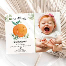 Convites Nosso Pequeno Cutil Clementine Orange Primeiro Ani