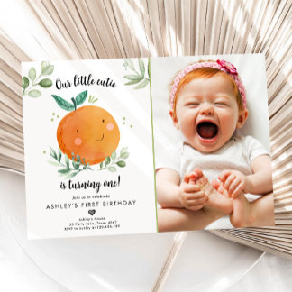 Convites Nosso Pequeno Cutil Clementine Orange Primeiro Ani