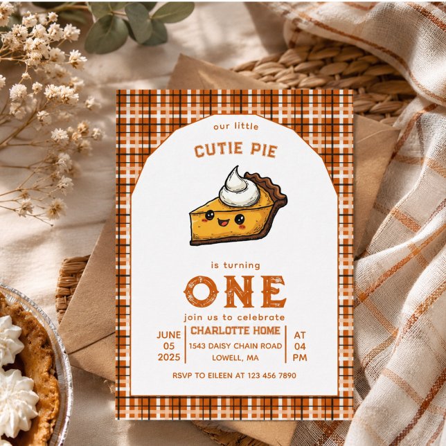 Convites Nosso Pequeno Doce Aniversário de 1 Ano do Dia do  (Our Little Cutie Pi Day 1st Birthday Invitation)
