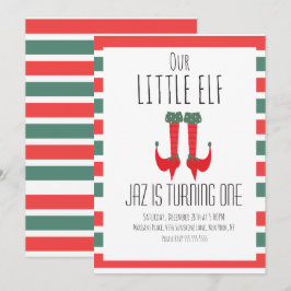 Convites Nosso Pequeno Elf - Elf Feet Primeira Festa de ani