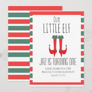 Convites Nosso Pequeno Elf - Elf Feet Primeira Festa de ani