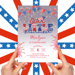 Convites Nosso Pequeno Firecracker Lilac Festa de primeiro 