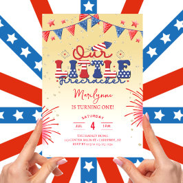 Convites Nosso Pequeno Firecracker Yellow primeiro aniversa