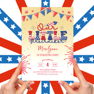 Convites Nosso Pequeno Firecracker Yellow primeiro aniversa