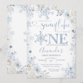Convites Nosso Pequeno Floco de Neve, Pastel Floral