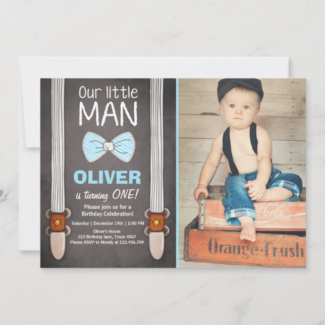 Convites Nosso Pequeno Homem Aniversário Convidando Arco (Frente)