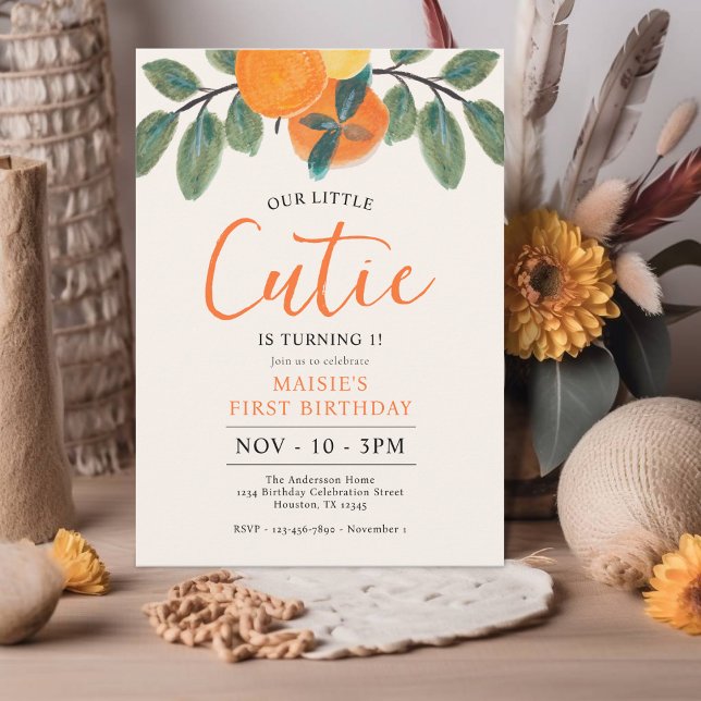 Convites Nosso Pequeno Laranja Cutil Parecia primeiro anive (Criador carregado)