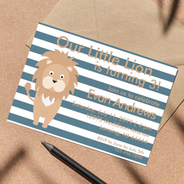 Convites Nosso pequeno leão, aniversário do leão, aniversár (Criador carregado)