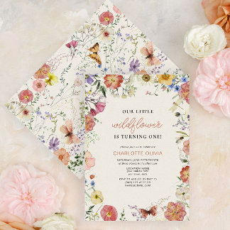 Convites Nosso Pequeno primeiro aniversario De Flor Selvage