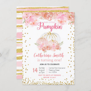 Convites Nosso Pequeno primeiro aniversario De Pumpkin Conv