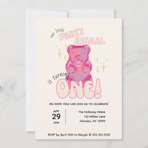 Convites Nosso Pequeno primeiro aniversario de Urso Gummy
