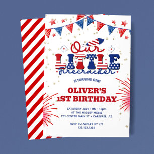 Convites Nosso Pequeno primeiro aniversario Firecracker