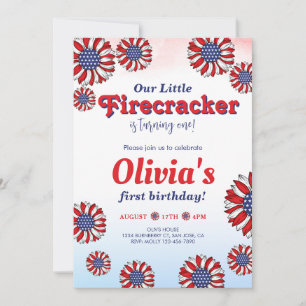 Convites Nosso Pequeno primeiro aniversario Firecracker