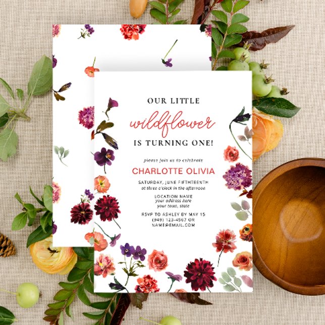 Convites Nosso pequeno primeiro aniversario Floral Boho (1st Birthday Invitation)