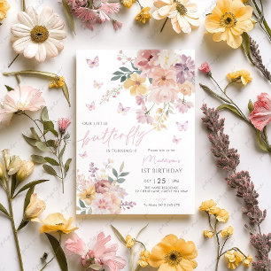 Convites Nosso pequeno primeiro aniversario Floral de Borbo