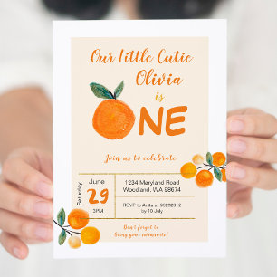 Convites Nosso pequeno primeiro aniversario laranja