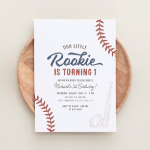 Convites Nosso Pequeno primeiro aniversario Rookie Baseball