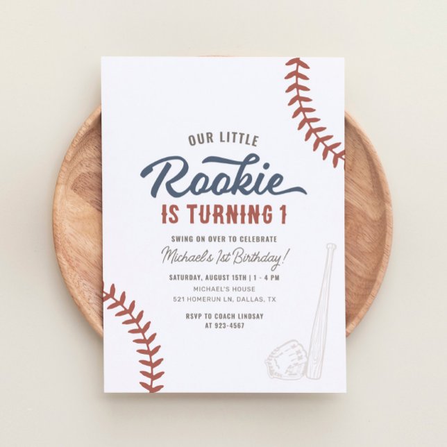 Convites Nosso Pequeno primeiro aniversario Rookie Baseball (Criador carregado)