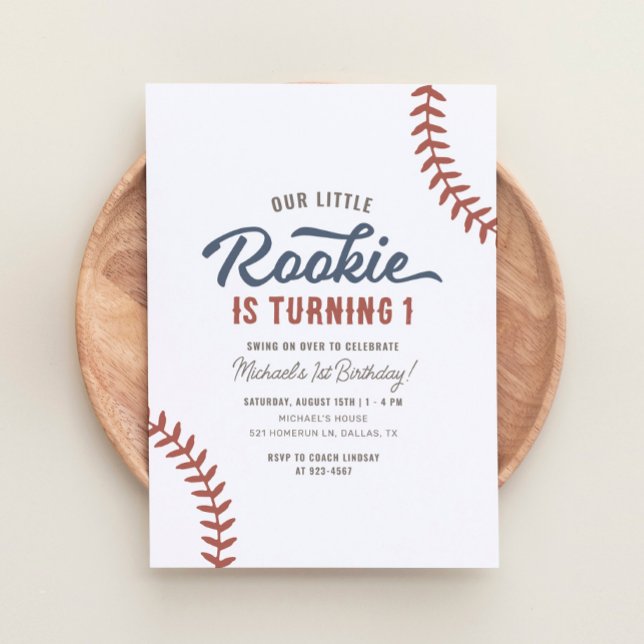 Convites Nosso Pequeno primeiro aniversario Rookie Baseball (Criador carregado)