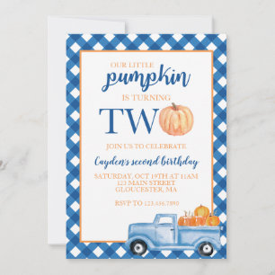 Convites Nosso Pequeno Pumpkin é Dois segundos aniversários