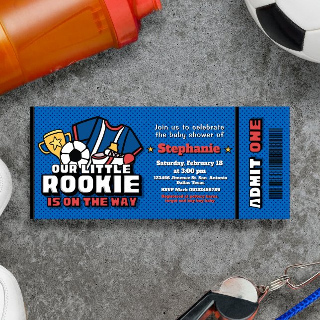 Convites Nosso Pequeno Rookie está no Caminho (Our Little Rookie is on the Way Ticket Invitation)