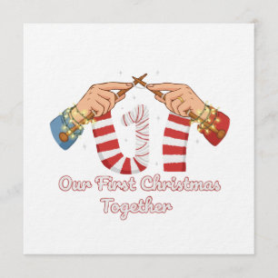 Convites Nosso Primeiro Natal Juntos Casal de Tricô