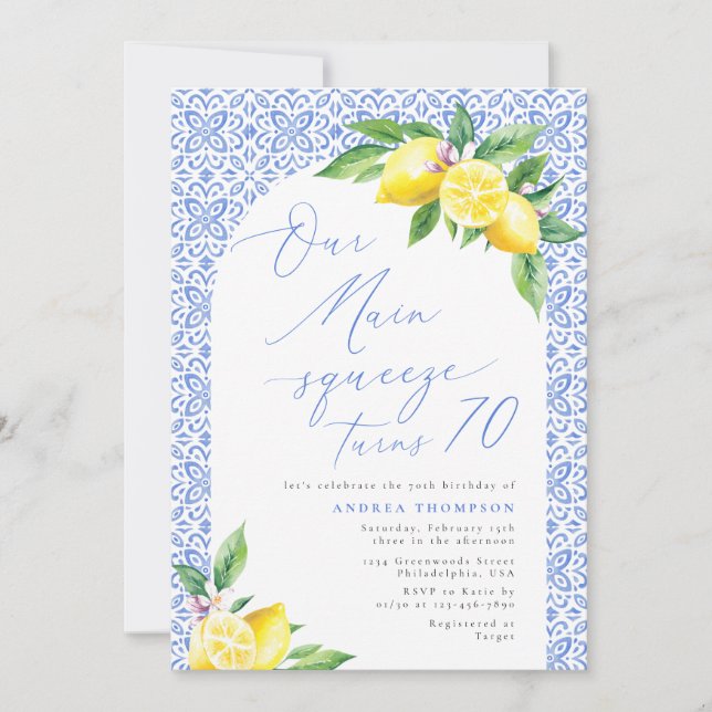 Convites Nosso principal aperto faz 70 anos de Limão italia (Frente)