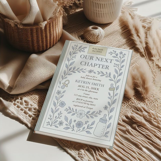 Convites Nosso Próximo Chá de fraldas Storybook Boy (Our Next Chapter Storybook Baby Shower Invitation)