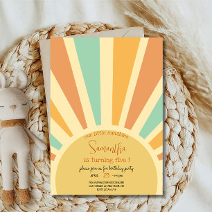 Convites nosso sol grande sol com raios de aniversário