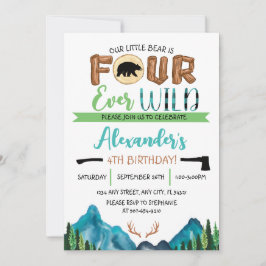 Convites Nosso Ursinho Faz Quatro Aniversário Selvagem para