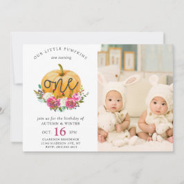 Convites Nossos Pequenos Pumpkin Caiem Gêmeas Florais 1ruas