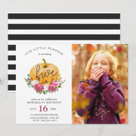 Convites Nossos Pequenos Pumpkin Queda 5 Floral Aniversário