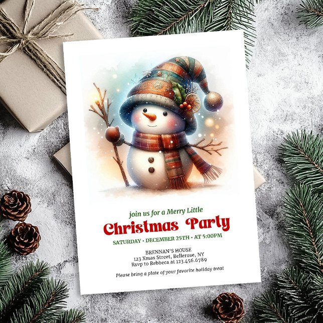 Convites Nostalgic cartoon snowman invite festive printable (Nostalgic cartoon snowman invite festive charm printable

)
