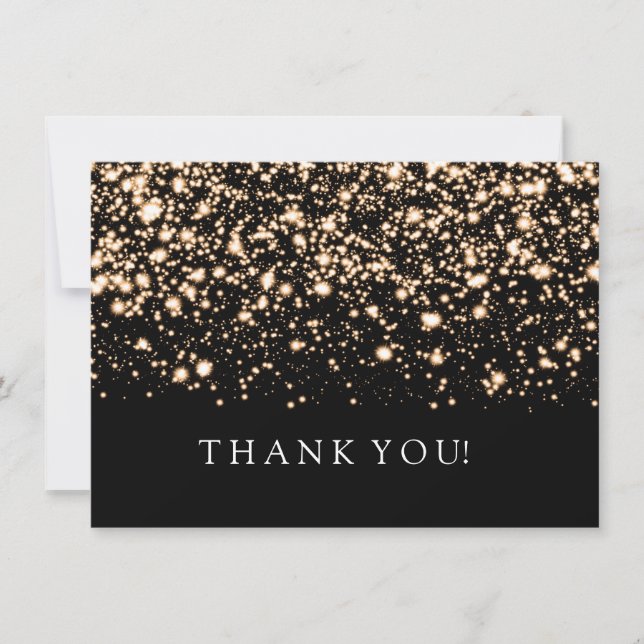 Convites Nota de Agradecimento de Casamento Gold Midnight G (Frente)