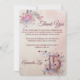 Convites Nota de agradecimento Quinceañera