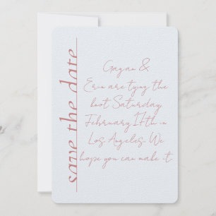 Convites Nota de amor rosa e azul empoeirada Salvar a Data