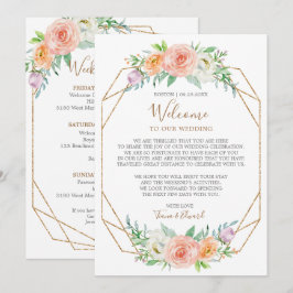 Convites Nota de Boas-Vindas de Casamento com Flor de Aquar