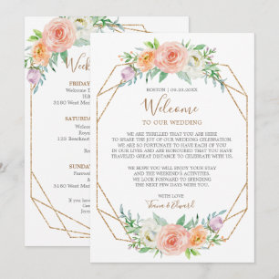 Convites Nota de Boas-Vindas de Casamento de Flor de Aquare