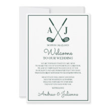 Nota de Boas-Vindas de Casamento de Golfe Branco e