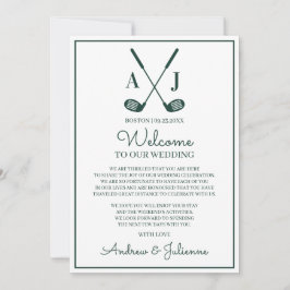 Convites Nota de Boas-Vindas de Casamento de Golfe Branco e