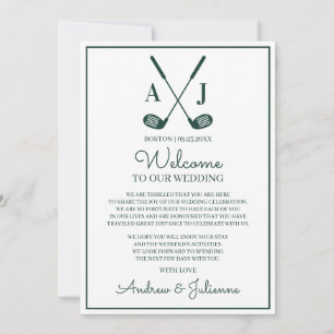 Convites Nota de Boas-Vindas de Casamento de Golfe Branco e