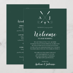 Convites Nota de Boas-Vindas de Casamento de Golfe com Mono