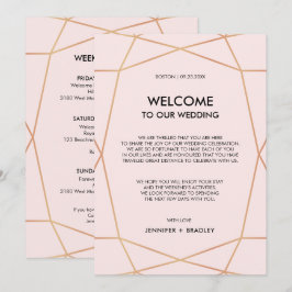 Convites Nota de Boas-Vindas de Casamento em Rosa Geométric