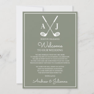 Convites Nota de Boas-Vindas para Casamento de Golfe em Ver