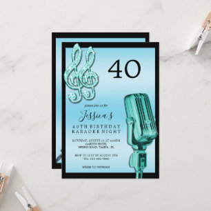 Convites Nota De Música Glitzy E Microfone Karaoke Aniversá