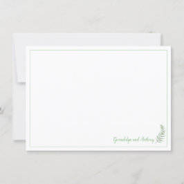 Convites Nota Plana Personalizada de Fern Verde e Branco