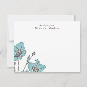 Convites Notas de Agradecimento Blue Blossoms Flat